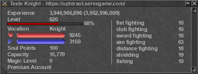 Signature for player Teste Knight